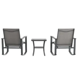 Flash Furniture Brazos 3 Piece Outdoor Rocking Chair Bistro Set With Flex Comfort Material And Metal Framed Glass Top Table -Flash Furniture GUEST a981fc59 23aa 4ec0 9d43 a4a769aa2fb7