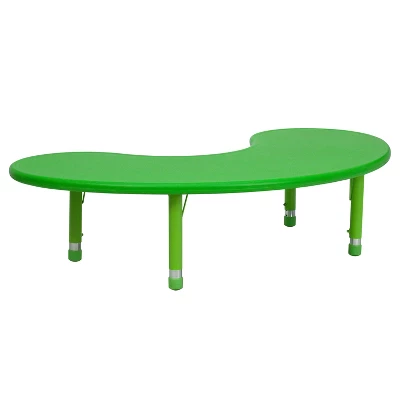 Flash Furniture 35"W X 65"L Half-Moon Plastic Height Adjustable Activity Table 14 Flash Furniture 35"W X 65"L Half-Moon Plastic Height Adjustable Activity Table - Image 12