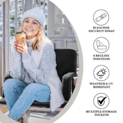 Flash Furniture Extra Wide Foldable Reclining Heated Stadium Chair With Backpack Straps - Black -Flash Furniture GUEST a9d73e0e fe67 42ed 8b6b 4aa4ab10a2a6