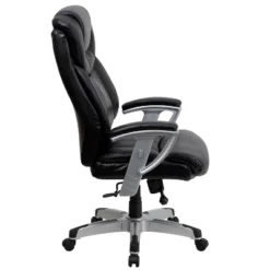 Big & Tall 400 Lb. Rated High Back LeatherSoft Executive Ergonomic Office Chair With Arms Silver/Black Leather - Flash Furniture