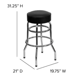 Flash Furniture Double Ring Chrome Barstool -Flash Furniture GUEST aaa24f52 09e8 47c6 ab74 e77e02e33a8f