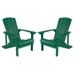 Flash Furniture Set Of 2 Charlestown All-Weather Poly Resin Wood Adirondack Chairs -Flash Furniture GUEST ab50dbc2 042a 4ada 8782 083ac884e53b