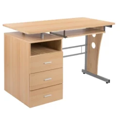 Flash Furniture Computer Desk With Three Drawer Single Pedestal And Pull-Out Keyboard Tray -Flash Furniture GUEST ac04651d 29a3 4c5d b94d 844fbdfcc045