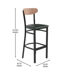 Flash Furniture Wright Set Of 2 Commercial Grade Barstools With 500 LB. Capacity Steel Frame, Solid Wood Seat, And Boomerang Back -Flash Furniture GUEST acf7bd27 f964 4a2d a117 8677033cb6d6