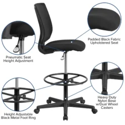 Flash Furniture Ergonomic Mid-Back Mesh Drafting Chair With Black Fabric Seat And Adjustable Foot Ring -Flash Furniture GUEST acfdb1e8 dbaf 40aa 895d 7f876a4aa641
