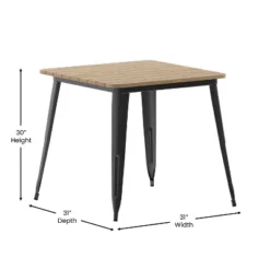 Flash Furniture Declan Commercial Grade Indoor/Outdoor Dining Table, 31.5" Square All Weather Poly Resin Top With Steel Base -Flash Furniture GUEST ad4a6292 6d20 467e acaa d6df589e1b40