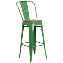 Flash Furniture 30" High Metal Barstool With Back And Wood Seat 31 Flash Furniture 30" High Metal Barstool With Back And Wood Seat -Flash Furniture GUEST ad632743 224e 4273 8d51 24511f7db3f7