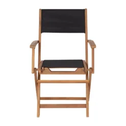 Flash Furniture 2PK All-Weather Acacia Wood And Mesh Folding Bistro Armchairs - Natural/Black -Flash Furniture GUEST adf206cd 8f21 4060 b6da ecb288e9f840