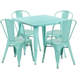 Flash Furniture Commercial Grade 31.5" Square Metal Indoor-Outdoor Table Set With 4 Stack Chairs 41 Flash Furniture Commercial Grade 31.5" Square Metal Indoor-Outdoor Table Set With 4 Stack Chairs -Flash Furniture GUEST ae37cdaf 4a4c 4a63 a3cf d1702d39ce78