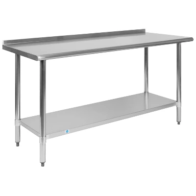 Flash Furniture Stainless Steel 18 Gauge Prep And Work Table With 1.5" Backsplash And Undershelf, NSF 13 Flash Furniture Stainless Steel 18 Gauge Prep And Work Table With 1.5" Backsplash And Undershelf, NSF - Image 11