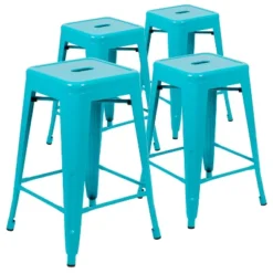 Flash Furniture 24" High Metal Counter-Height, Indoor Bar Stool - Stackable Set Of 4 -Flash Furniture GUEST af103757 08b2 43a2 86f2 444a7772f9c1