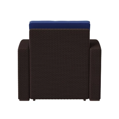 Flash Furniture Seneca Faux Rattan Chair With All-Weather Cushion 8 Flash Furniture Seneca Faux Rattan Chair With All-Weather Cushion - Image 6