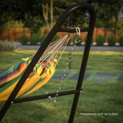 Flash Furniture All-Weather Heavy Duty Steel Hammock Stand For Hammocks 9-14 Feet Long - Black -Flash Furniture GUEST af28e074 b3be 43bc b747 1463f87a1111