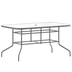 Flash Furniture Tory 31.5" X 55" Rectangular Tempered Glass Metal Table With Umbrella Hole 21 Flash Furniture Tory 31.5" X 55" Rectangular Tempered Glass Metal Table With Umbrella Hole -Flash Furniture GUEST af776d41 acda 4708 a0c9 4129622d670a