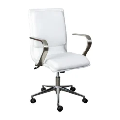 Flash Furniture James Mid-Back Designer Executive Upholstered Office Chair With Brushed Metal Base And Arms -Flash Furniture GUEST b069179c 95cb 4d22 9a5d 22c0ec693a78
