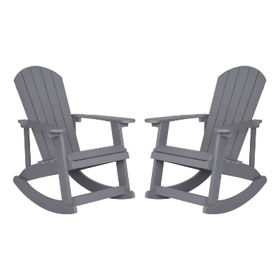 Flash Furniture Savannah All-Weather Poly Resin Wood Adirondack Rocking Chair With Rust Resistant Stainless Steel Hardware - Set Of 2 14 Flash Furniture Savannah All-Weather Poly Resin Wood Adirondack Rocking Chair With Rust Resistant Stainless Steel Hardware - Set Of 2 - Image 12