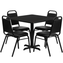 Flash Furniture 36'' Square Laminate Table Set With X-Base And 4 Trapezoidal Back Banquet Chairs 10 Flash Furniture 36'' Square Laminate Table Set With X-Base And 4 Trapezoidal Back Banquet Chairs -Flash Furniture GUEST b2ebe581 59eb 4004 9e5c eff762dcd7f1