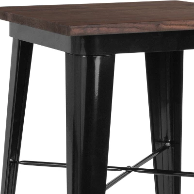 Flash Furniture 23.5" Square Metal Indoor Bar Height Table With Rustic Wood Top 3 Flash Furniture 23.5" Square Metal Indoor Bar Height Table With Rustic Wood Top