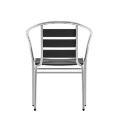 Flash Furniture Lila Aluminum Commercial Indoor-Outdoor Restaurant Stack Chair With Triple Slat Faux Teak Back -Flash Furniture GUEST b3c4e441 0211 4fe2 b056 a723bb8ce37c