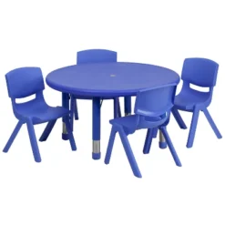 Flash Furniture 33" Round Plastic Height Adjustable Activity Table Set With 4 Chairs -Flash Furniture GUEST b4bff596 55e6 4b65 a3a1 9e18f9bf47f5