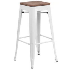 Flash Furniture 30" High Backless Metal Barstool With Square Wood Seat -Flash Furniture GUEST b57e5d8a 2b85 4f44 b3a3 d4e7e8477b8f