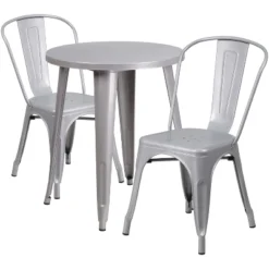Flash Furniture Commercial Grade 24" Round Metal Indoor-Outdoor Table Set With 2 Cafe Chairs -Flash Furniture GUEST b63d5b52 2420 4a37 9290 5fc7309d5d77