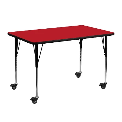 Flash Furniture Mobile 24''W X 48''L Rectangular HP Laminate Activity Table - Standard Height Adjustable Legs 4 Flash Furniture Mobile 24''W X 48''L Rectangular HP Laminate Activity Table - Standard Height Adjustable Legs - Image 2