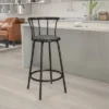 Flash Furniture Crown Back Black Metal Barstool With Black Vinyl Swivel Seat