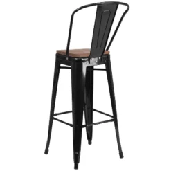 Flash Furniture 30" High Metal Barstool With Back And Wood Seat 23 Flash Furniture 30" High Metal Barstool With Back And Wood Seat -Flash Furniture GUEST b7045bc6 993d 4184 949b f0e66ceb7761