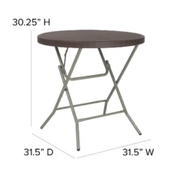 Flash Furniture 2.6-Foot Round Brown Rattan Plastic Folding Table -Flash Furniture GUEST b7925728 acbb 46f2 b3b1 b94f997e136b
