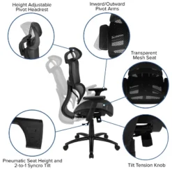 Flash Furniture Ergonomic Mesh Office Chair With 2-to-1 Synchro-Tilt, Adjustable Headrest, Lumbar Support, And Adjustable Pivot Arms 28 Flash Furniture Ergonomic Mesh Office Chair With 2-to-1 Synchro-Tilt, Adjustable Headrest, Lumbar Support, And Adjustable Pivot Arms -Flash Furniture GUEST b7aa7394 3036 47c4 9f92 e0ec3dd56728