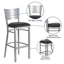 Flash Furniture Silver Slat Back Metal Restaurant Barstool -Flash Furniture GUEST b7b170fa bfeb 4e4c acbf 0e43f92cc8f8