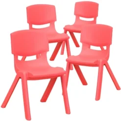 Flash Furniture 4 Pack Plastic Stackable School Chair With 12'' Seat Height -Flash Furniture GUEST b9492034 9990 4a1e 86e5 ff25fdd84121