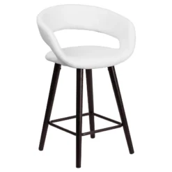 Flash Furniture Brynn Series 24'' High Contemporary Vinyl Rounded Back Counter Height Stool With Cappuccino Wood Frame -Flash Furniture GUEST b9bb32d2 906a 403a bea3 950784e26812