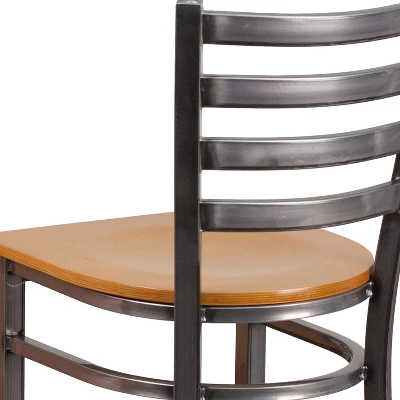 Flash Furniture Clear Coated Ladder Back Metal Restaurant Barstool 7 Flash Furniture Clear Coated Ladder Back Metal Restaurant Barstool - Image 5