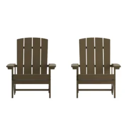 Flash Furniture Set Of 2 Charlestown All-Weather Poly Resin Wood Adirondack Chairs -Flash Furniture GUEST bb5e272e 760c 4286 9e08 9fb159264bca