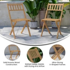 Flash Furniture Indoor/Outdoor Solid Acacia Wood Folding Bistro Chairs In Natural - Set Of 2 16 Flash Furniture Indoor/Outdoor Solid Acacia Wood Folding Bistro Chairs In Natural - Set Of 2 -Flash Furniture GUEST bb71af7f f508 4593 85b0 cf04c52423ea