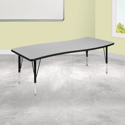 Flash Furniture 26"W X 60"L Rectangle Wave Flexible Collaborative Thermal Laminate Activity Table - Height Adjustable Short Legs 3 Flash Furniture 26"W X 60"L Rectangle Wave Flexible Collaborative Thermal Laminate Activity Table - Height Adjustable Short Legs