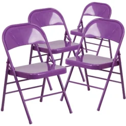Flash Furniture 4 Pack HERCULES COLORBURST Series Triple Braced & Double Hinged Metal Folding Chair -Flash Furniture GUEST bc3ee243 688b 48f7 8640 4406148c9165