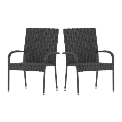 Flash Furniture Maxim Indoor/Outdoor Wicker Dining Chairs With Fade & Weather-Resistant Steel Frames For Patio And Deck 15 Flash Furniture Maxim Indoor/Outdoor Wicker Dining Chairs With Fade & Weather-Resistant Steel Frames For Patio And Deck - Image 13