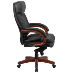 Flash Furniture High Back Black LeatherSoft Executive Ergonomic Office Chair With Synchro-Tilt Mechanism, Mahogany Wood Base And Arms -Flash Furniture GUEST bd0c59d9 a923 4af2 9bac 91e19485dec0