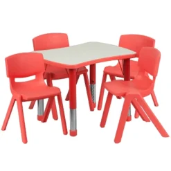 Flash Furniture 21.875"W X 26.625"L Rectangular Plastic Height Adjustable Activity Table Set With 4 Chairs 18 Flash Furniture 21.875"W X 26.625"L Rectangular Plastic Height Adjustable Activity Table Set With 4 Chairs -Flash Furniture GUEST bd254b86 b913 41aa a069 2748049ad08f