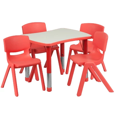 Flash Furniture 21.875"W X 26.625"L Rectangular Plastic Height Adjustable Activity Table Set With 4 Chairs 10 Flash Furniture 21.875"W X 26.625"L Rectangular Plastic Height Adjustable Activity Table Set With 4 Chairs - Image 8