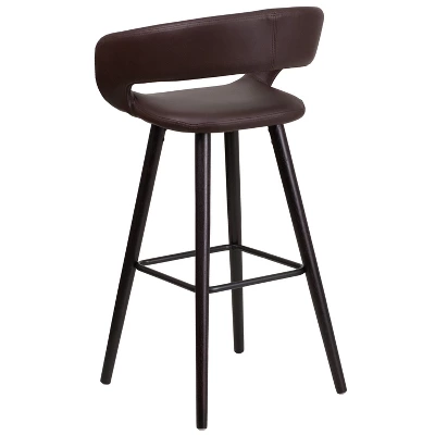 Flash Furniture Brynn Series 29'' High Contemporary Vinyl Rounded Back Barstool With Cappuccino Wood Frame 8 Flash Furniture Brynn Series 29'' High Contemporary Vinyl Rounded Back Barstool With Cappuccino Wood Frame - Image 6