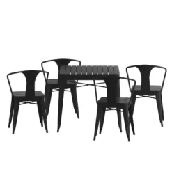 Flash Furniture All-Weather Resin Top Square Table & 4 Metal Chairs With Poly Resin Seats-Black 22 Flash Furniture All-Weather Resin Top Square Table & 4 Metal Chairs With Poly Resin Seats-Black -Flash Furniture GUEST be186cb9 0f1c 47f7 a7a0 dcc95ab49e40