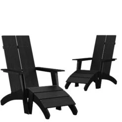 Flash Furniture Set Of 2 Sawyer Modern All-Weather Poly Resin Wood Adirondack Chairs With Foot Rests -Flash Furniture GUEST be4b2f90 eebf 4e28 b967 884645fc53af