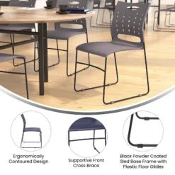 Flash Furniture 5 Pack HERCULES Series 881 Lb. Capacity Sled Base Stack Chair With Air-Vent Back -Flash Furniture GUEST bf614d6e a1d0 41a9 9cf7 ac12ba104e0a