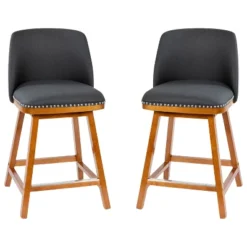 Flash Furniture Julia Set Of 2 Transitional Upholstered Counter Stools With Nailhead Trim And Solid Wood Frames -Flash Furniture GUEST bfca7773 0ca3 4fe6 96ef 087f59b9f856