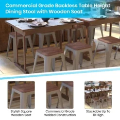 Flash Furniture 18" Backless Table Height Stool With Wooden Seat, Stackable Metal Indoor Dining Stool, Commercial Grade - Set Of 4 18 Flash Furniture 18" Backless Table Height Stool With Wooden Seat, Stackable Metal Indoor Dining Stool, Commercial Grade - Set Of 4 -Flash Furniture GUEST bfe1b858 d2d7 40b3 b42e ff5a87fc6b79