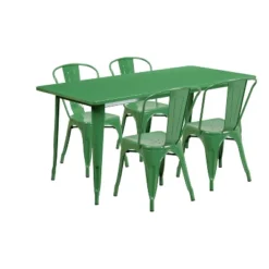 Flash Furniture Commercial Grade 31.5" X 63" Rectangular Metal Indoor-Outdoor Table Set With 4 Stack Chairs 17 Flash Furniture Commercial Grade 31.5" X 63" Rectangular Metal Indoor-Outdoor Table Set With 4 Stack Chairs -Flash Furniture GUEST c00f413c 5949 4dcc b3a9 978bda0d79a6